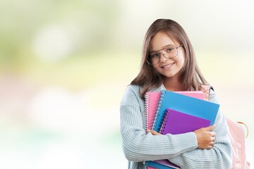 Obraz premium Happy school student ready for study