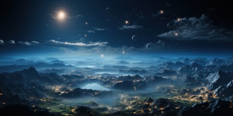 Fantastical view of planet in outer space