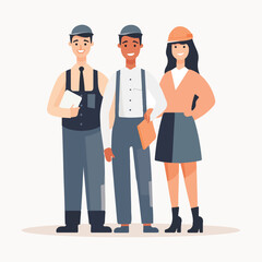Group of young friendly people. Man and woman professionals vector illustration.
