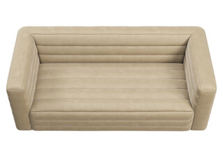 Modern loveseat beige velvet upholstery sofa. 3d render.