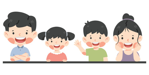 Happy family with white board