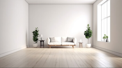 Fototapeta na wymiar empty new white room scandinavian style apartment. Generative AI