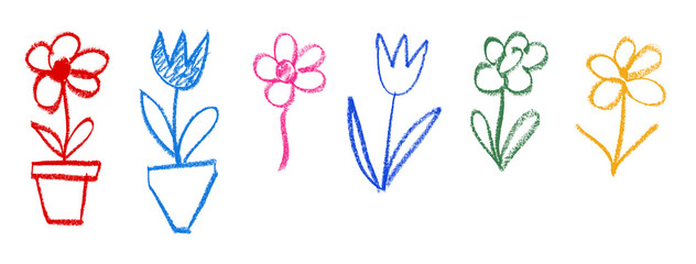 Flower Crayon Drawing - obrazy, fototapety, plakaty