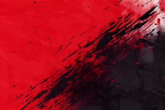 red and black brush stroke banner background. red paint background. Illustration. Generative AI
