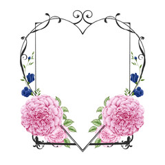 frame with heart and roses