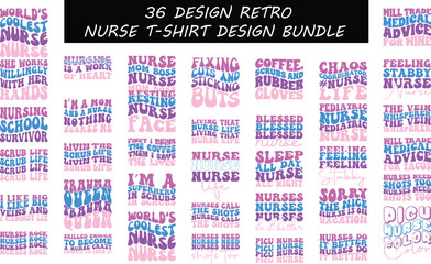 Retro Nurse T-shirt Design bundle 