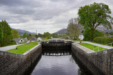 "Neptune's Staircase" in Banavie in Scotland. It is a staircase lock, consists of 8 locks and is part of the Caledonian Canal.