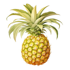 Vintage Pineapple Watercolor Clipart, Summer Smoothie Illustration, made with generative AI