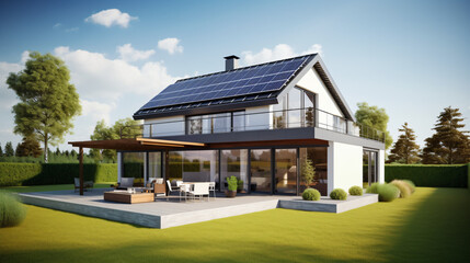 Sustainable Lifestyles: Solar Panel Roof Energy. Clean Power from the Sun for the Ecology.
Generative AI