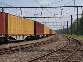 Fototapeta na wymiar Cargo train at marshalling yard in Belgium 