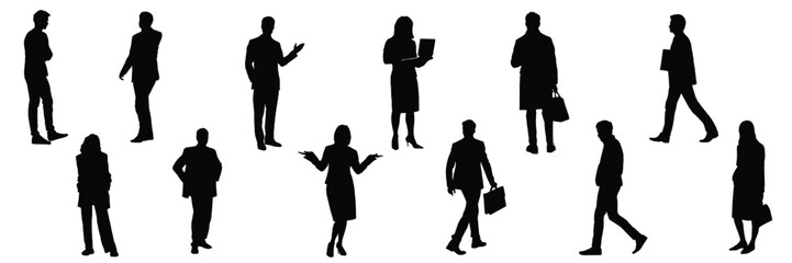 silhouettes of people working group of standing business people vector eps 10