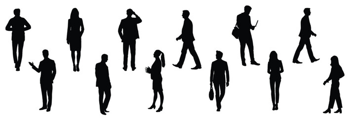 silhouettes of people working group of standing business people vector eps 10 - obrazy, fototapety, plakaty