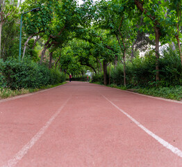Empty jogging track in Izmir Kulturpark.