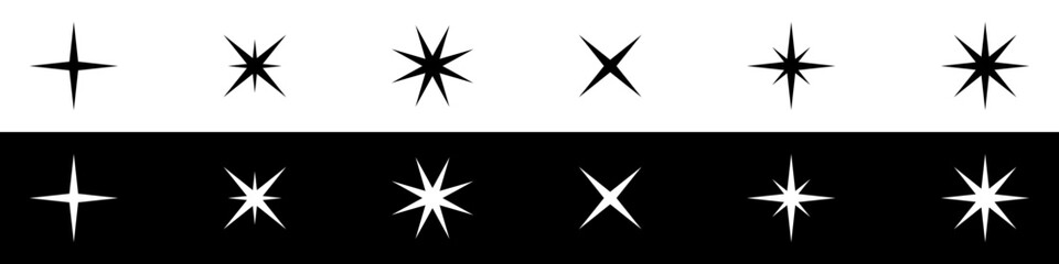 Star. Stars vector icons. Stars black and white colors. Stars collection. Star isolated in modern flat design. Vector illustration