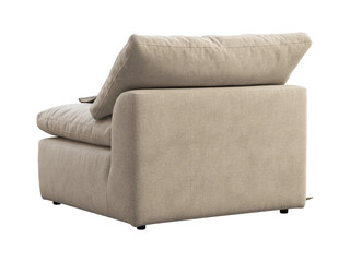 Modern beige fabric upholstery chair with plaid. 3d render.