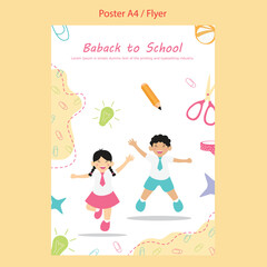 school theme flayer template vector illustration design, back to school