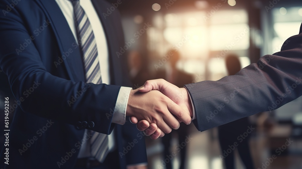 Poster handshake between two professionals. generative ai