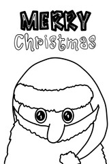 Postal funny card for Christmas. Santa Claus portrait, funny picture with congratulations. Coloring