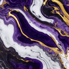 Purple Liquid Marble Texture with Gold and White Details