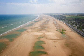 Omaha beach en Normandie, plage du débarquement secteur dog