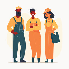 Group of young friendly people. Man and woman professionals vector illustration.