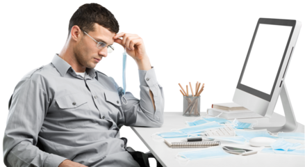 Business man sitting in the office working with computer