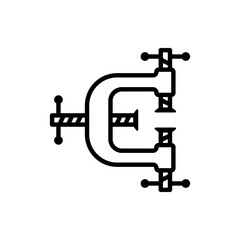 Three-way clamp vector icon. Clamping accessories for working with wood, metal.