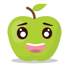 cute apple cartoon emoji. different emoji on the apple shaped face. laughing, happy face. vector cartoon emoji illustration.