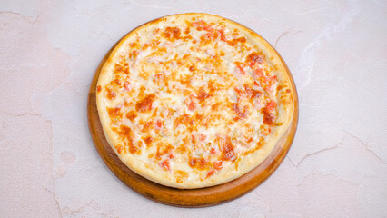 Creamy cheese pizza top view
