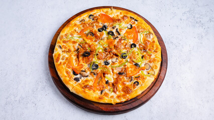 Pizza with olives isolated