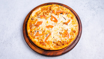 Margarita pizza top view isolated