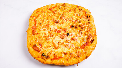 Homemade pizza top view