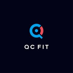 Initial Letter QC Logo Lowercase, Modern and Simple Logo Design.