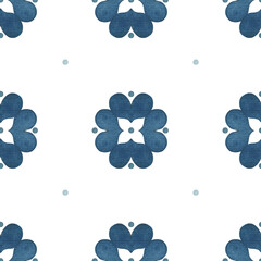 watercolor pattern of simple hand drawn elements, isolated seamless print for fabric, wallpaper, paper, backgrounds