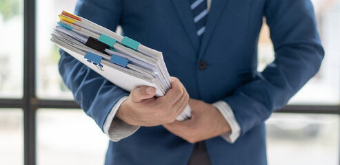 business adviser meeting to analyze and discuss the situation on the financial report in the meeting room.Investment Consultant, Financial advisor and accounting concept	