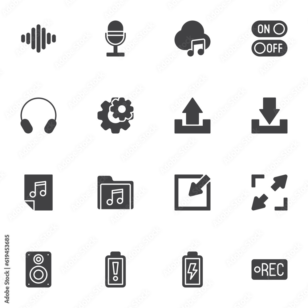 Poster media player button vector icons set