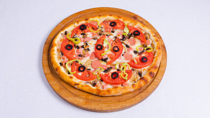 Pizza with olives isolated