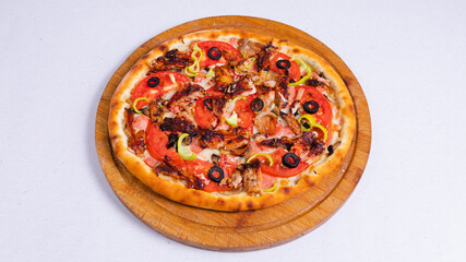 BBQ chicken pizza isolated