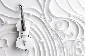 white background musical style theme abstract musical instruments 3d mockup. Generative AI