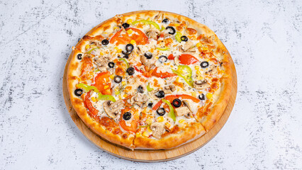 Mixed pizza isolated