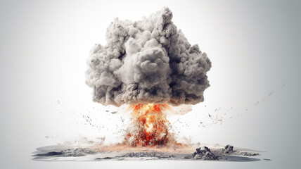 nuclear explosion on a white background isolated. generative Ai