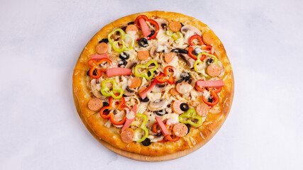 Mixed pizza top view