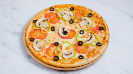Vegetables and mushrooms pizza