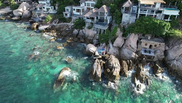 Aerial view of Shark Bay in koh Tao, Thailand