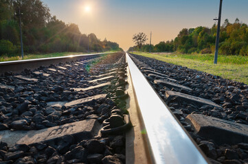 Railroad tracks stretching into the distance.