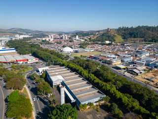 Fototapeta na wymiar Aerial view of the city Amparo located in the interior of São Paulo. City crossed by the river Camanducaia and known as the Historical Capital of the Water Circuit.