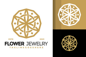 FLower jewellery ornament logo design vector symbol icon illustration