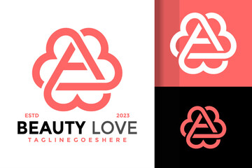 Letter A Beauty Love Heart logo design vector symbol icon illustration