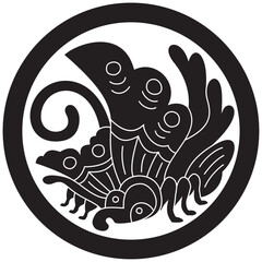 Agehachoo Kamon Japanese Family Crest Handmade Vector Illustration