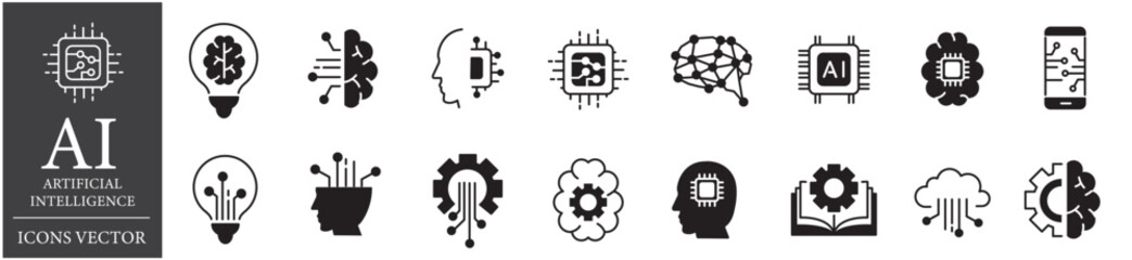 Obraz premium AI line icons collection